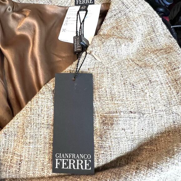 Vintage Gianfranco Ferre Brown Wool Silk Blend Pencil Skirt Size 42 - Picture 6 of 7